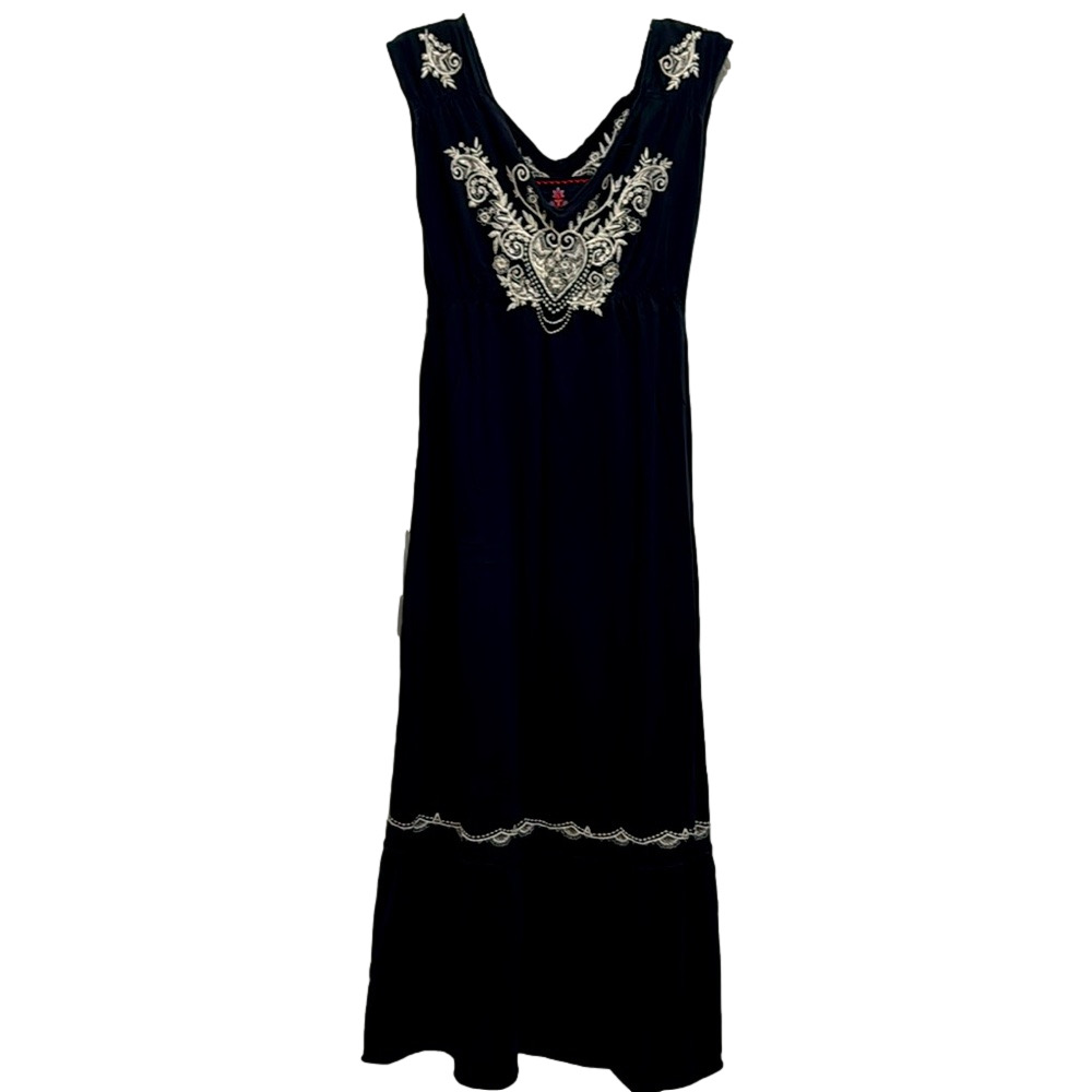 Johnny Was Maxi Dress - Size Small - Black with White Detail - Picture 2 of 8